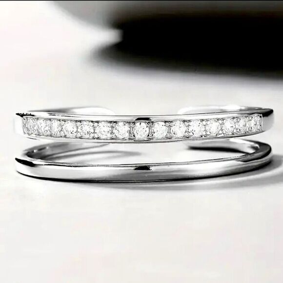 AYP Sterling 925 Silver & Zircon Adjustable. Ring - Picture 3 of 12